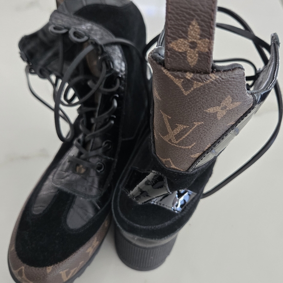 Louis Vuitton Monogram Black and Brown Boots - Picture 4 of 5